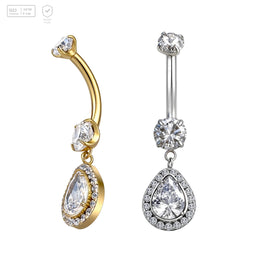 Pack of 5 G23 ASTM F136 Titanium Curved Barbell Banana | Children's Wedding Belly Piercing AAA Zircon Heart Teardrop Belly Button Ring