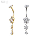 Pack of 5 G23 ASTM F136 Titanium Curved Barbell Banana | Belly Button Rings Cubic Zirconia Dangle Floating Navel Rings Helix Stud