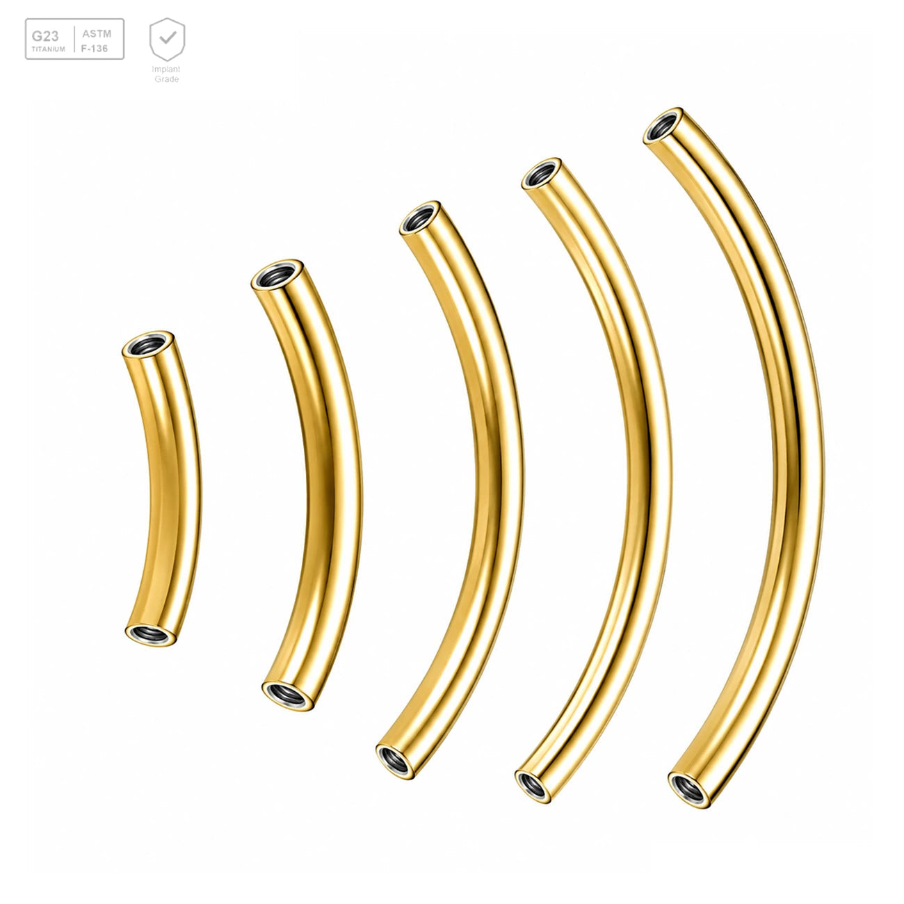 Pack of 5 G23 ASTM F136 Titanium Body Jewelry Part | Surgical Curved Barbell Pins Accessories