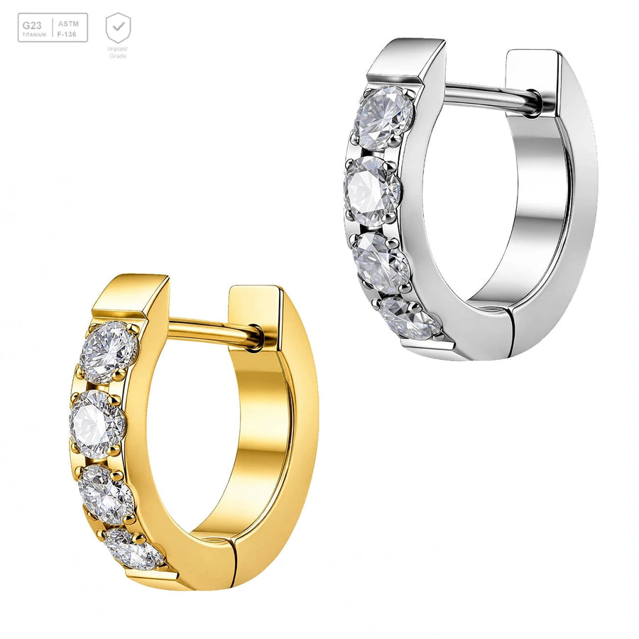 Pack of 5 G23 ASTM F136 Titanium Piercing Earrings | Ear Buckle Zircon Ear Ring Straight Needle D Earrings Geometric