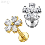 Five Heart-Petal Flower Titanium Labret Stud