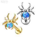 Pack of 5 G23 ASTM F136 Titanium Labret Stud | Threadless Push-In & Internally Threaded | Spider Stud Earrings with Opal