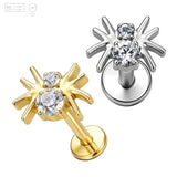 Pack of 5 G23 ASTM F136 Titanium Labret Stud | Threadless Push-In & Internally Threaded | Ear Stud Zircon Stone High Quality