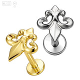 Pack of 5 G23 ASTM F136 Titanium Labret Stud | Threadless Push-In & Internally Threaded | Flat Back Punk Style Lips Shape