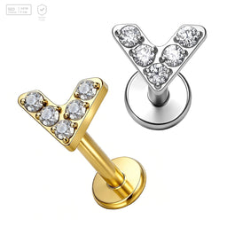 Pack of 5 G23 ASTM F136 Titanium Labret Stud | Threadless Push-In & Internally Threaded | Ear Studs Piercing Gold Plated