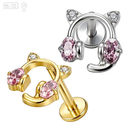 Cat-Ear Headphones Titanium Labret Stud