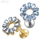 Pack of 5 G23 ASTM F136 Titanium Labret Stud | Threadless Push-In & Internally Threaded | Zircon Inlaid Geometric Stud