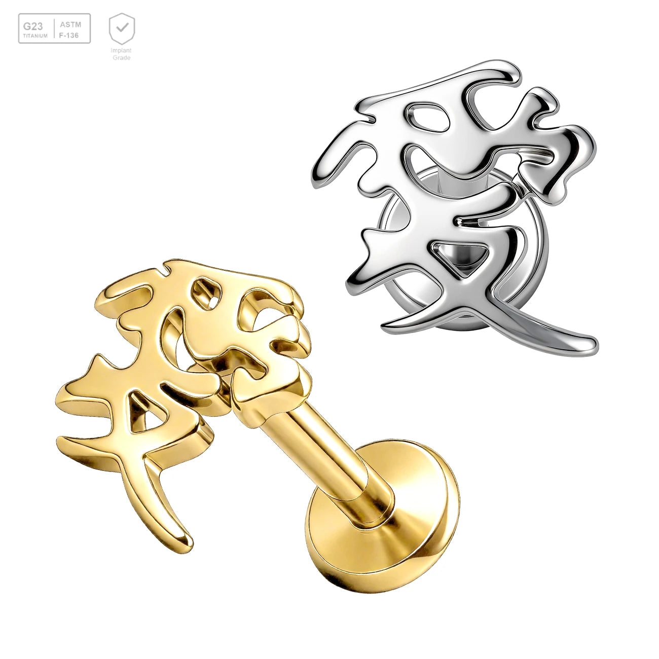 Pack of 5 G23 ASTM F136 Titanium Labret Stud | Threadless Push-In & Internally Threaded | 16G Ear Stud Ear Piercing Main