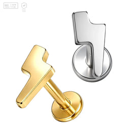 Polished Lightning Bolt Titanium Labret Stud