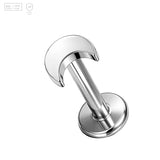 Pack of 5 G23 ASTM F136 Titanium Labret Stud | Threadless Push-In & Internally Threaded | Moon Shaped Ear Stud Earring