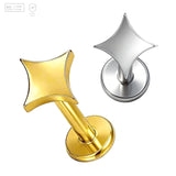Pack of 5 G23 ASTM F136 Titanium Labret Stud | Threadless Push-In & Internally Threaded | 24K Gold Plated Plat Back 8mm Ear
