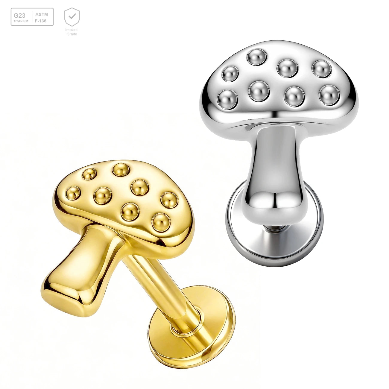 Pack of 5 G23 ASTM F136 Titanium Labret Stud | Threadless Push-In & Internally Threaded | Geometric Ear Studs Tragus Helix