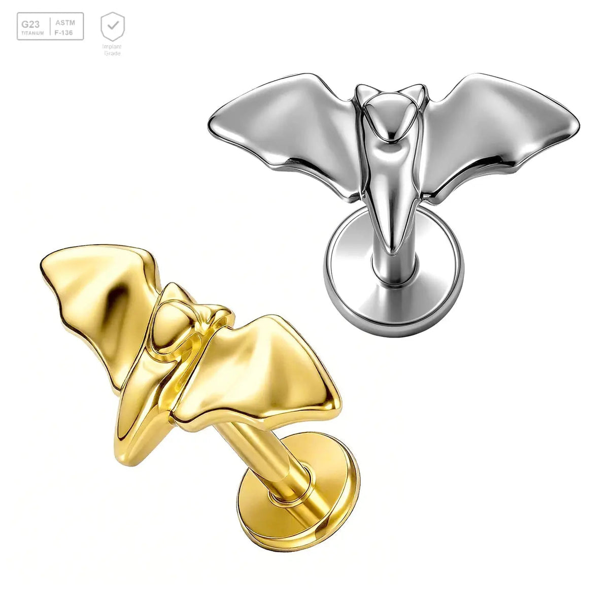 Polished Bat Titanium Labret Stud