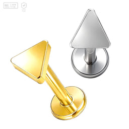 Pack of 5 G23 ASTM F136 Titanium Labret Stud | Threadless Push-In & Internally Threaded | Flat Back Triangle Ear Studs Round