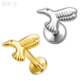 Pack of 5 G23 ASTM F136 Titanium Labret Stud | Threadless Push-In & Internally Threaded | Flat Back Piercing Humming Bird