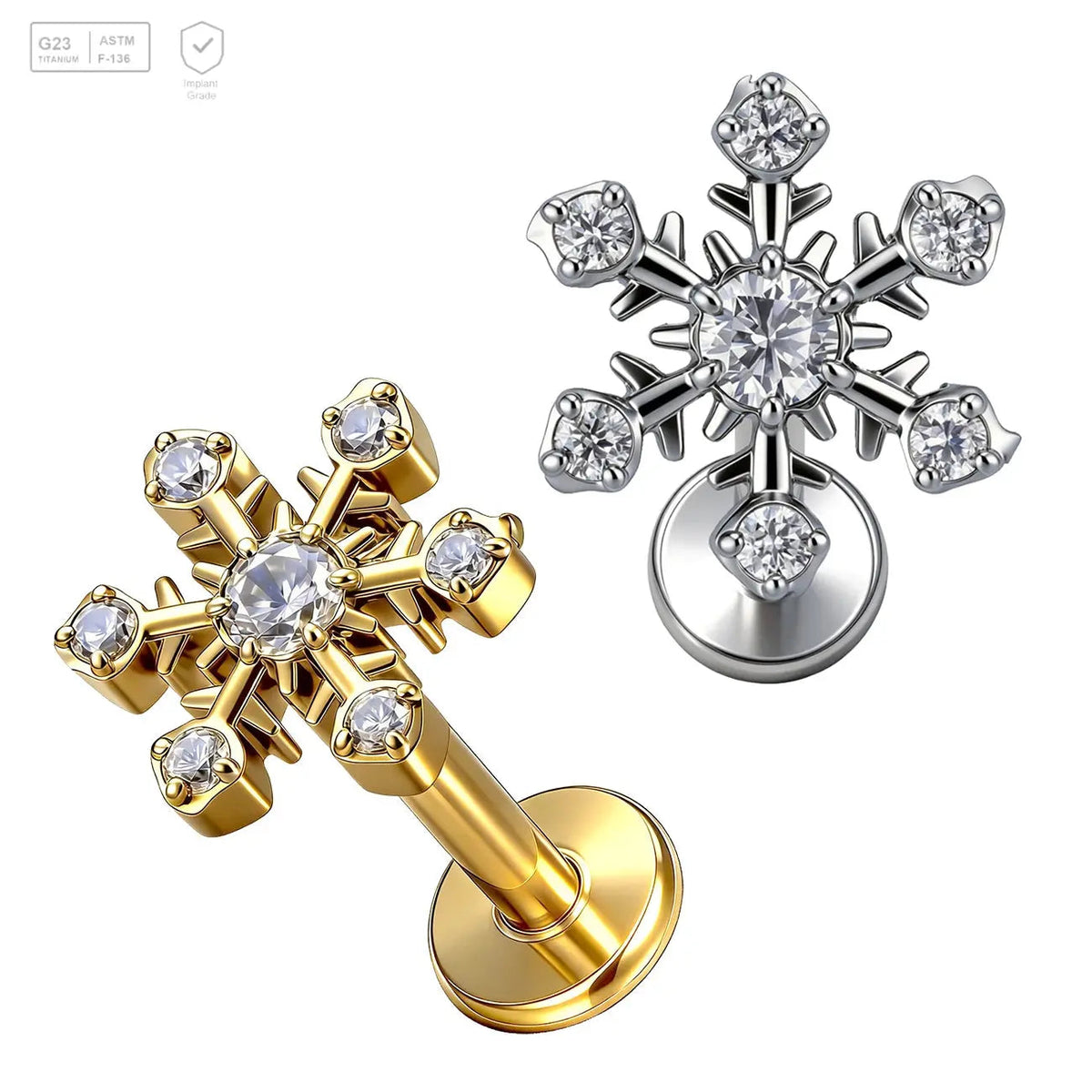 Gem Snowflake Titanium Labret Stud