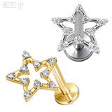 Pack of 5 G23 ASTM F136 Titanium Labret Stud | Threadless Push-In & Internally Threaded | Zircon Ear Cartilage Studs High