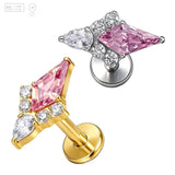 Pink Kite Gem Cluster Titanium Labret Stud