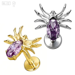 Purple Gem Spider Titanium Labret Stud