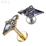 Iridescent Kite Gem Cluster Titanium Labret Stud