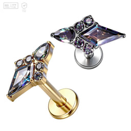 Iridescent Kite Gem Cluster Titanium Labret Stud
