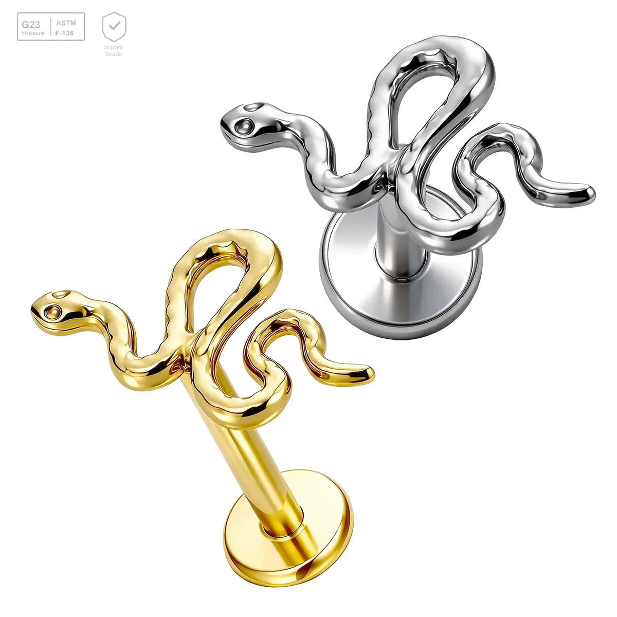 Polished Snake Titanium Labret Stud