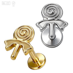 Pack of 5 G23 ASTM F136 Titanium Labret Stud | Threadless Push-In & Internally Threaded | Cartilage Lollipop Earring Dainty