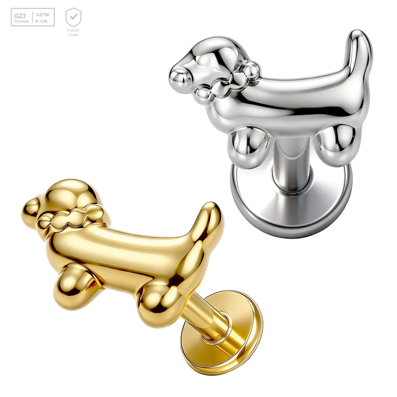 Pack of 5 G23 ASTM F136 Titanium Labret Stud | Threadless Push-In & Internally Threaded | ASTMNF136 Piercing Piercing