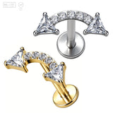 Pack of 5 G23 ASTM F136 Titanium Labret Stud | Threadless Push-In & Internally Threaded | Helix Tragus Lip Earrings Zircon