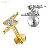 Pack of 5 G23 ASTM F136 Titanium Labret Stud | Threadless Push-In & Internally Threaded | 16G Post Flat Back Classic Ear