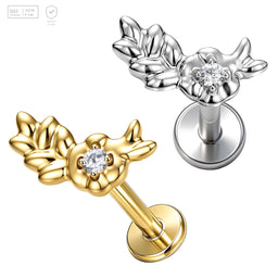 Pack of 5 G23 ASTM F136 Titanium Labret Stud | Threadless Push-In & Internally Threaded | 16G Cartilage Tragus Earring Gold