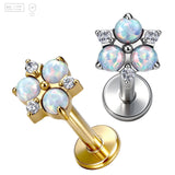 Pack of 5 G23 ASTM F136 Titanium Labret Stud | Threadless Push-In & Internally Threaded | Heart Opal Stud Earrings Cartilage