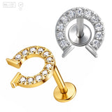 Pack of 5 G23 ASTM F136 Titanium Labret Stud | Threadless Push-In & Internally Threaded | Flat Back Zircon for Tragus Helix