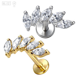 Pack of 5 G23 ASTM F136 Titanium Labret Stud | Threadless Push-In & Internally Threaded | Flat Bottom Rod Ear Stud Jewelry