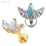 Pack of 5 G23 ASTM F136 Titanium Labret Stud | Threadless Push-In & Internally Threaded | Elestial North Star CZ Stud Pave