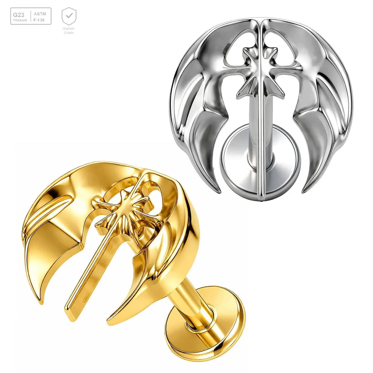 Openwork Bat Titanium Labret Stud