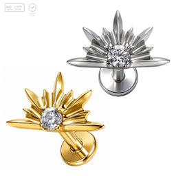 Pack of 5 G23 ASTM F136 Titanium Labret Stud | Threadless Push-In & Internally Threaded | Helix Ear Ring Piercing Half Sun