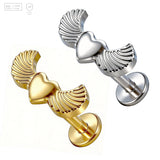 Pack of 5 G23 ASTM F136 Titanium Labret Stud | Threadless Push-In & Internally Threaded | Unisex Alloy Wings Flat Bottom Lip