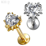 Heart Gem with Scalloped Setting Titanium Labret Stud