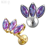 Pack of 5 G23 ASTM F136 Titanium Labret Stud | Threadless Push-In & Internally Threaded | with Opal Piercing Lip Ear Nose
