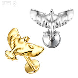 Pack of 5 G23 ASTM F136 Titanium Labret Stud | Threadless Push-In & Internally Threaded | Gold Plated Ear Studs Eagle Shaped