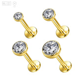 Pack of 5 G23 ASTM F136 Titanium Labret Stud | Threadless Push-In & Internally Threaded | Flat Back Tragus Earrings Helix