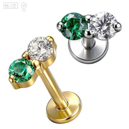 Pack of 5 G23 ASTM F136 Titanium Labret Stud | Threadless Push-In & Internally Threaded | Zircon ClawSetting for Ear Helix