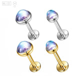 Pack of 5 G23 ASTM F136 Titanium Labret Stud | Threadless Push-In & Internally Threaded | Flat Back Piercing Stud with