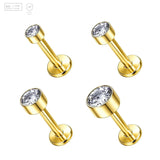 Round Bezel Gem Titanium Labret Stud