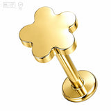 Pack of 5 G23 ASTM F136 Titanium Labret Stud | Threadless Push-In & Internally Threaded | Hand Polished Flower Cartilage