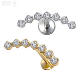 Pack of 5 G23 ASTM F136 Titanium Labret Stud | Threadless Push-In & Internally Threaded | CZ Cluster Climber Stud Earring