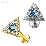 Pack of 5 G23 ASTM F136 Titanium Labret Stud | Threadless Push-In & Internally Threaded | Triangle Shaped Ear Studs with