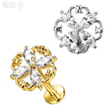 Pack of 5 G23 ASTM F136 Titanium Labret Stud | Threadless Push-In & Internally Threaded | Marquise with Zircon Threaded Top