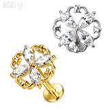 Pack of 5 G23 ASTM F136 Titanium Labret Stud | Threadless Push-In & Internally Threaded | Marquise with Zircon Threaded Top